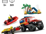 Konstruktorius LEGO City, 4x4 ugniagesių visureigis su gelbėjimo valtimi