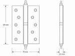 Durų vyris CAVELL, 1BB FHP, 5", 125 x 75 x 2,5 mm, dešinės pusės, matinės aukso spalvos