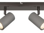 Kryptinis šviestuvas GLOBO Robby, GU10, 2 x 25W, 230V, pilkos sp., 260x100x120 mm