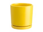 Kambarinis keraminis vazonas 4Living Tapiola, su lėkštute, geltonos sp., 15 x 15 x 15,5 cm.