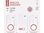 Skambutis EMOS P5750.2T, 10 mel., 110db, 150 m, bevielis, 230V, mygtukui nereikia elemento, baltas, komplekte 2 mygtukai