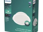 Montuojamas šviestuvas panelė PHILIPS Meson, įleidžiama, LED 5,5 W, 4000 K, 550 lm, apvali, baltos sp., 90 mm skersmens