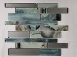 Mozaika MONA MOSAICS Td2069, 300 x 300 x 8 mm, 11 vnt./dėž., stiklo, spl. melsva/pilka