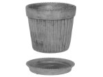 Keraminis lauko vazonas 4Living Como, su lėkštute, pilkos sp., 17 x 17 x 16,5 cm.