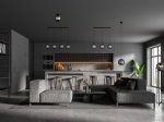 Pakabinamas šviestuvas SEARCHLIGHT Amsterdam, 3LT, E27, 3x60W, AXPxG 241x146x30 cm, juodos sp. metalas ir dūminis stiklas, 1023-3SM