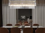 Pakabinamas šviestuvas SEARCHLIGHT Lara, E14, 8 x 60W, 230V, auksinis metalas su skaidriais stikliniais strypais, 980 x 220 x 400 mm, maksimalus aukštis 1500 mm, 11400-8GO