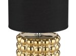 Stalinis nakties šviestuvas GLOBO Valentino, E14, 1 x 40W, 230V, aukso spalvos metalas, juoda tekstilė, su jungikliu ant laido 1,5m ilgio, 185 x 330 mm, 21626