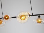 Pakabinamas šviestuvas SEARCHLIGHT Sunbeam, G9, 7 x 7W, 230V, skaidrus ir gintarinis raukšlėtas stiklas, 900 x 320 x 300 mm, maksimalus aukštis 1500 mm, 24123-7BK