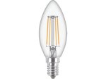LED lempa PHILIPS, 4,3W (=40W), E14 B35 žvakė, 220-240V, 2700K, 470 lm, filamentinė, skaidri