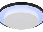Lubinis LED šviestuvas GLOBO Morgan, 21W, 230V, 2120lm, 2700-6500K, RGB, dim., atmintis, su pultu, juodas, matinis, akrilinis opalas, 450x450x65mm,41390-21