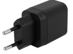 Sieninis įkroviklis DELTACO AC153, 1x USB-A 18 W, 1x USB-C PD 20 W, juodos sp., USB-C, 1903152