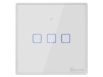 Išmanusis jungiklis SONOFF T2Eu3C-Rf, 3 kan., 2xCR2032 elementai (į kompl. neįeina), valdomas liečiamu mygtuku, programėle, Wi-Fi, baltos sp.