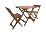 Lauko baldų komplektas NOVELLY HOME AG-050, akacijos mediena,  natūralios sp., stalas 60 x 60 x 75 cm, 2 kėdės 42 x 45 x 77 cm