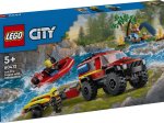 Konstruktorius LEGO City, 4x4 ugniagesių visureigis su gelbėjimo valtimi
