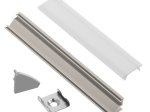 Profilis LED juostoms EUROLIGHT Al-C2-G, aliuminis, kampinis, pilkos spalvos anoduotas, ilgis 2 m, komplekte matinis dangtelis, 4 antgaliai ir 4 laikikliai