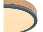 Lubinis LED šviestuvas GLOBO Doro, 12W, 230V, 1600 lm, 3000K, MDF medžio išvaizda, rėmas ažuolo, aliuminio grafito sp., 300 x 85 mm, 416080WD1R.