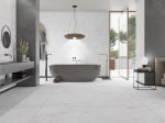 Akmens masės plytelės BUENO EURO MADRID Rock Bargamont Pearl, 80 x 160 cm, 2,560 m2/dėž., rektifikuotos, glazūruotos, spl. balta