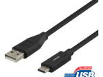 USB-A-Type C laidas DELTACO Usbc-1004M, 1m, juodos sp.