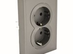 Kištukinis lizdas TOPE Bora, 2 vietų, įleidžiamas, pilkos sp., su įžeminimu, 16 A, 250 V, 500900061