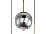 Pakabinamas šviestuvas GLOBO Blacky I, E14, 3 x 40W, 230V, žalvario sp. metalas, dūmų sp. stiklas, 460 x 1200 mm, 15345-3MM