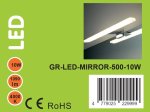 Sieninis veidrodžių ir paveikslų šviestuvas G.LUX, Gr-Led-Mirror-500-10W, 10W, 230V, 4000K, 1000 lm, IP44, plotis 500 mm, baltos sp.