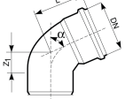 Lauko nuotekų alkūnė MAGNAPLAST PVC KG, DN110/87°