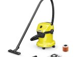 Sauso - šlapio siurbimo dulkių siurblys KARCHER WD 3, 15 litrų dulkių talpa, filtras, galingumas 1000 W, 4 m ilgio elektros laidas, 2 m ilgio žarna, 1.628-104.0