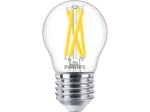LED lempa PHILIPS, 3,5W, E27, 470LM, 220-240V, 2700-2200K, pritemdoma, filamentinė, skaidri, burbuliukas, atitinka 40W lemputę