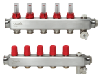 Grindinio šildymo kolektorius, DANFOSS SSM-5F, 1", 5 žiedų, reguliuojamas, plieninis, su debitomačiais, 088U0755