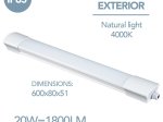 LED šviestuvas ELECTRALINE, 20 W, 1800 lm, 4000K, IP65 , matmenys: 600 x 80 x 51 mm, 65060