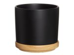 Kambarinis keraminis vazonas 4Living Rimma, su lėkštute, juodos sp., 22 x 22 x 20 cm.
