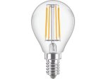 LED lempa PHILIPS, 4,3W (=40W), E14 P45 burbuliukas, 220-240V, 2700K, 470 lm, filamentinė, skaidri