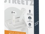 Įkraunamos belaidės ausinės STREETZ TWS-105, Bluetooth 5, įkrovimo dėklas 500 mAh, matinės baltos sp.