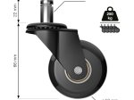 Biuro kėdės ratukai WALTECO, diametras 50 mm, kaištis 11 mm, juodi, apkrova 50 kg, 5 vnt.