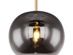 Pakabinamas šviestuvas GLOBO Blacky I, E27, 1 x 60W, 230V, žalvario sp. metalas, dūmų sp. stiklas, 300 x 1200 mm, 15345H1MM