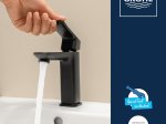 Praustuvo maišytuvas GROHE DICE, M dydis, su "push-up" dugno vožtuvu, matinis juodas, 1018332430