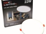 Montuojamas šviestuvas panelė TOPE Ronda Ik08, įleidžiama, LED 22W, 3000K, IP65, 1735 lm, pjaunama skylė 168 mm, be rėmelio, apvali, baltos sp., 185x25 mm, 6003000035