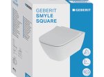 Klozetas GEBERIT Smyle Square, pakabinamas, be nuplovimo lanko, lėto nusileidimo ir greito nuėmimo dangtis, 500.683.00.2
