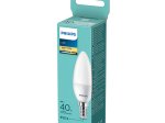 LED lempa PHILIPS, 5W (=40W), E14 B35 žvakė, 220-240V, 2700K, matinė, 470 lm, 15.000 val.