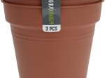 Plastikinis kambarinis vazonas, terakotos sp., 13 x 13 x 12 cm., rinkinys (3 vnt.)