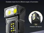 LED žibintuvėlis ENTAC EN-2041, 5 W, 200 lm, IP44, įkraunamas su USB-C,  su pasukama galvute, su magnetu, raudonas LED