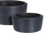 Lauko vazonas, pintas, plokščias, juodos sp., 36 x 36 x 17 cm.