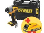 Akumuliatorinis smūginis suktuvas DEWALT DCF840NT-XJ, 1/4 griebtuvas, maks. sukimo momentas 192 Nm, 18 V, be akumuliatorių ir kroviklio, lagamine
