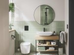 Klozeto komplektas GROHE START ROUND, komplekte rėmas Solido 5in1 113 cm, pakabinamas klozetas, be nuplovimo lanko, tvirtinimai, matinis juodas mygtukas Even, 3/6L, 103847SH00