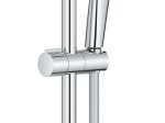 Dušo komplektas GROHE QuickFix Vitalio Comfort 110, 2-srovių dušelis, stovas ir žarna, klijuojamas arba prisukamas, chromo spalva, 26929001