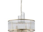 Pakabinamas šviestuvas SEARCHLIGHT Lara, E14, 6 x 60W, 230V, auksinis metalas su skaidriais stikliniais strypais, 550 x 550 x 580 mm, maksimalus aukštis 1500 mm, 11600-6GO