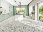 Akmens masės plytelės KAI TERAZZO VENETO GREEN 6540, 60 x 60 cm, 1,080 m2/dėž., glazūruotos, rektifikuotos, įvairiaspalvės