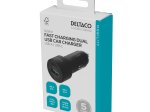 Automobilinis įkroviklis DELTACO USBC-CAR122, 1x USB-C 18 W, 1x USB-A 18 W, juodos sp.