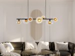 Pakabinamas šviestuvas SEARCHLIGHT Sunbeam, G9, 7 x 7W, 230V, skaidrus ir gintarinis raukšlėtas stiklas, 900 x 320 x 300 mm, maksimalus aukštis 1500 mm, 24123-7BK
