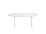 Apvalus sulankstomas lauko stalas HATIS, 122 x 74 cm, baltas